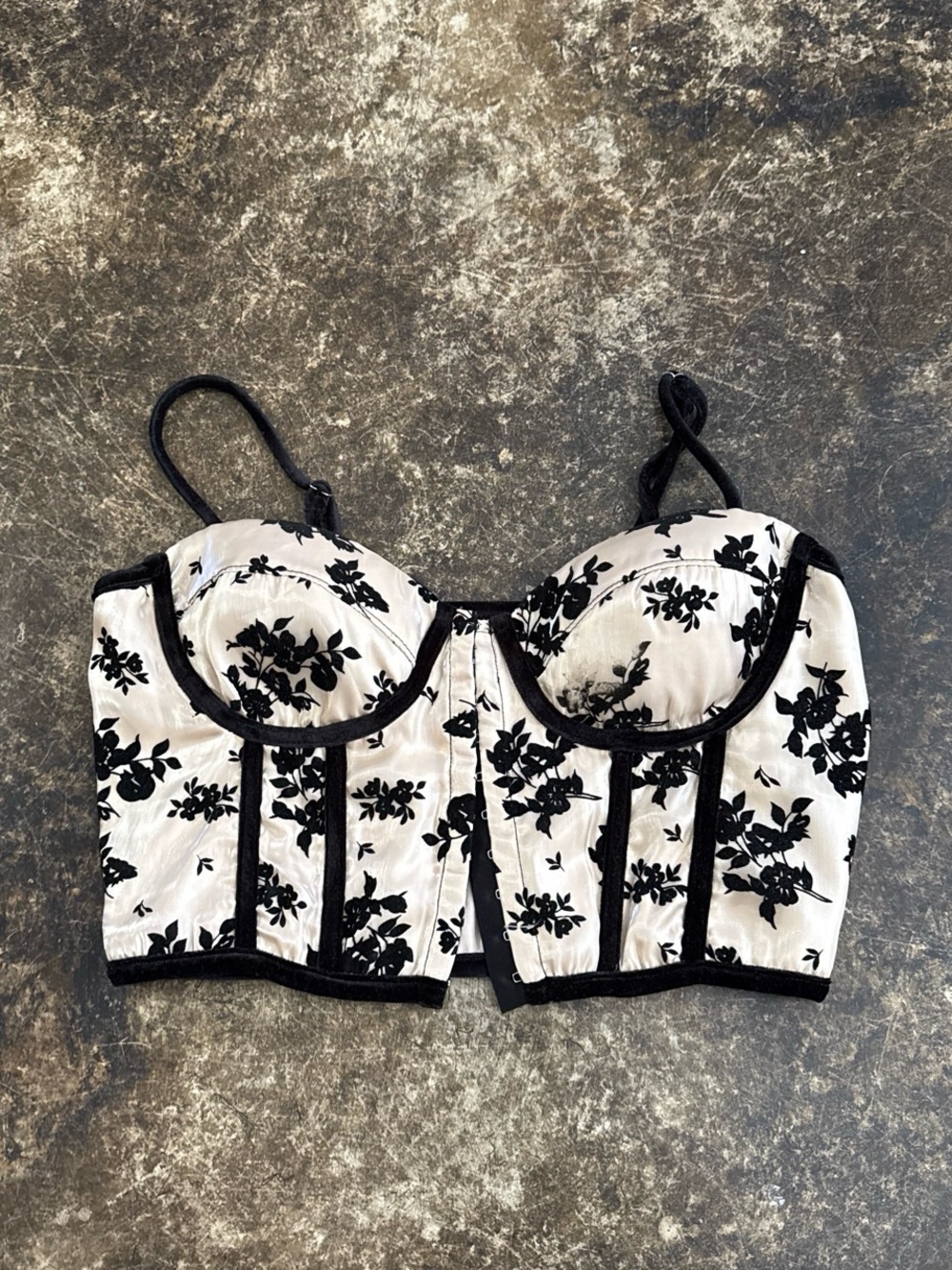 Lena Black & Cream Floral Bustier Camisole